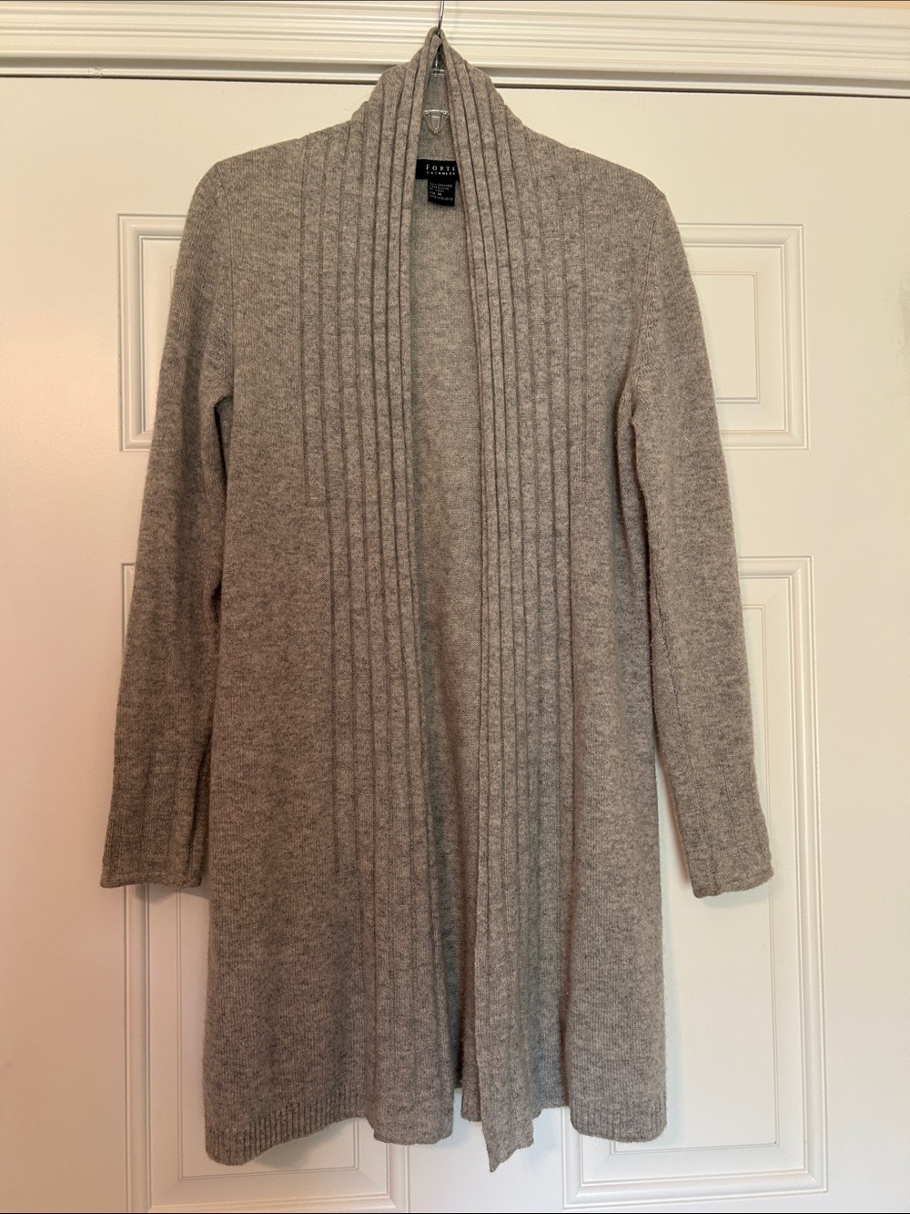 Forte 100% Cashmere  Long Gray Cardigan  Sz Med